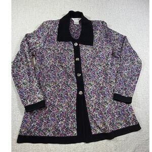 Exclusively Misook Women’s L Multicolor Long Sleeve Button Front Sweater Luxury